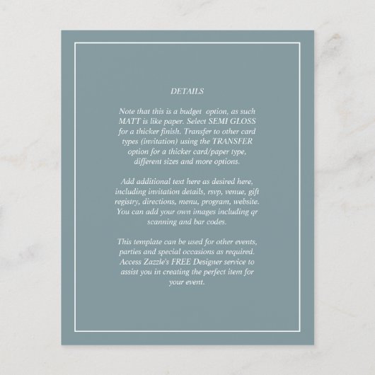 HAUSHALTSKRISE Grüne MONOCHROME Hochzeit (Rückseite)