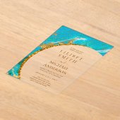 HAUSHALTSKRISE Hochzeit Türkis Gold Aquamarin Agat Acryleinladungen (Ablage )