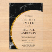 HAUSHALTSKRITERIEN Hochzeit Modernes Schwarzes Gol Acryleinladungen (Vorderseite)