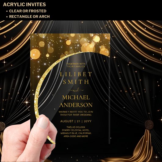 HAUSHALTSKRITERIEN Hochzeit Modernes Schwarzes Gol Acryleinladungen