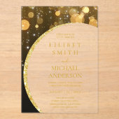 HAUSHALTSKRITERIEN Hochzeit Modernes Schwarzes Gol Acryleinladungen (Vorderseite)