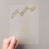 HAUSHALTSKRITERIEN Hochzeiten MUSIKNOTEN Gold Text Acryleinladungen (Insitu (Handheld))