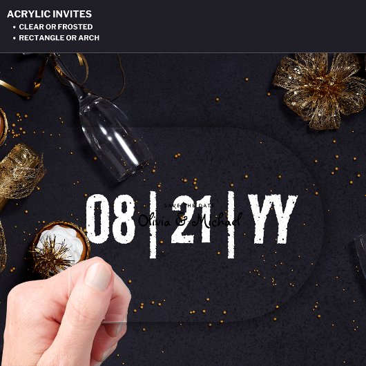 HAUSHALTSKRITERIEN Hochzeitstag Minimalistischer R Acryleinladungen