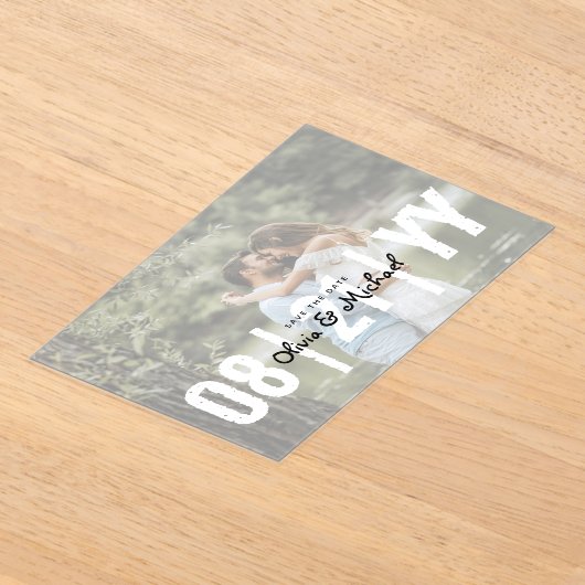 HAUSHALTSKRITISCHE Hochzeit Sichern Sie das Datum  Acryleinladungen (Ablage )