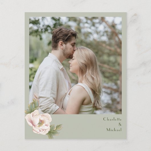 HAUSHALTSLANDSCHAFT und Blush Foto Hochzeit Einlad (Rückseite)