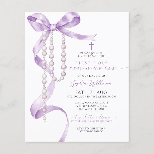 Haushaltslavender Bow Erste Einladung (Vorderseite)