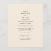 HAUSHALTSLICHTBEIGE Monochrome Hochzeit Flyer (Hinten)