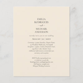 HAUSHALTSLICHTBEIGE Monochrome Hochzeit Flyer