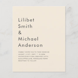 HAUSHALTSLICHTBEIGE Monochrome Hochzeit Flyer