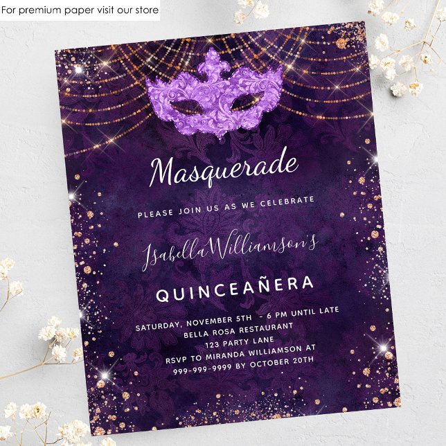 Haushaltsmasquerade Quinceanera lila Rose Gold (Von Creator hochgeladen)