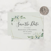 HAUSHALTSMINI-GRÖSSE Eukalyptus-Hochzeit Sichern S Mitteilungskarte (Vorderseite/Rückseite Beispiel)