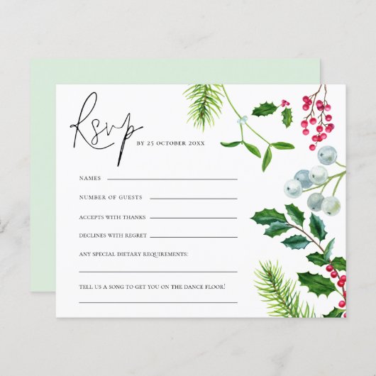 HAUSHALTSMistletoe Foliage WeihnachtsWedding RSVP (Vorne/Hinten)