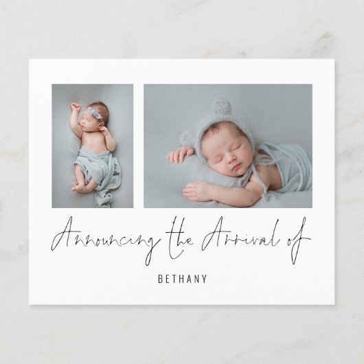 Haushaltsmittel 2 Fotos Ankündigung Ankunft Geburt (Vorderseite)