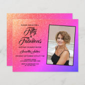 Haushaltsmittel 50 und üppig rosa Glitzer Einladun (Vorne/Hinten)