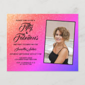 Haushaltsmittel 50 und üppig rosa Glitzer Einladun (Vorderseite)