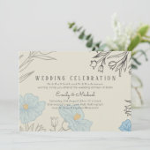 HAUSHALTSMITTEL Blauer Poppy Magnolia Wedding Einl Einladung (Stehend Vorderseite)