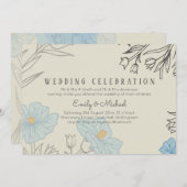 HAUSHALTSMITTEL Blauer Poppy Magnolia Wedding Einl Einladung (Vorne/Hinten)