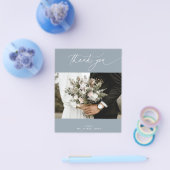 HAUSHALTSMITTEL Blue Wedding Foto Danke Karte (Einzeln)