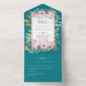 HAUSHALTSMITTEL Blush Pink Floral Wedding All In One Einladung (Innen Boden)