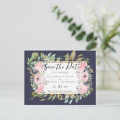 HAUSHALTSMITTEL Blush Pink Floral Wedding Postkarte (Stehend Vorderseite)
