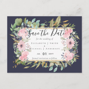 HAUSHALTSMITTEL Blush Pink Floral Wedding Postkarte