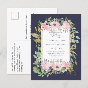 HAUSHALTSMITTEL Blush Pink Floral Wedding Postkarte