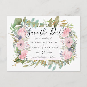HAUSHALTSMITTEL Blush Pink Floral Wedding Postkarte
