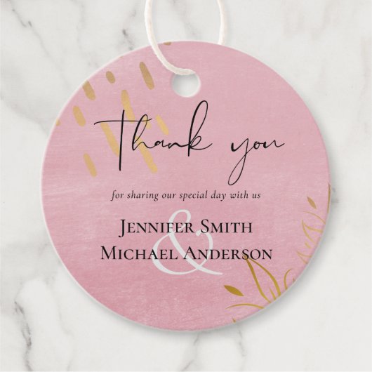 HAUSHALTSMITTEL Dusty Pink Gold Hochzeit Geschenkanhänger (Vorderseite)