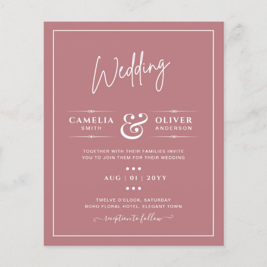 HAUSHALTSMITTEL Dusty Rose MONOCHROME Hochzeit (Vorderseite)