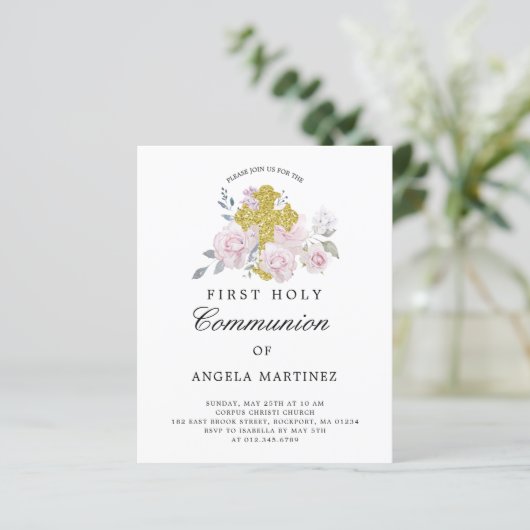 Haushaltsmittel Erste Kommune Rosa Blumenladen (Stehend Vorderseite)