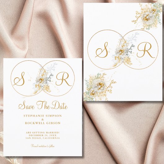 HAUSHALTSMITTEL Gold Monogram Wedding Save the Dat