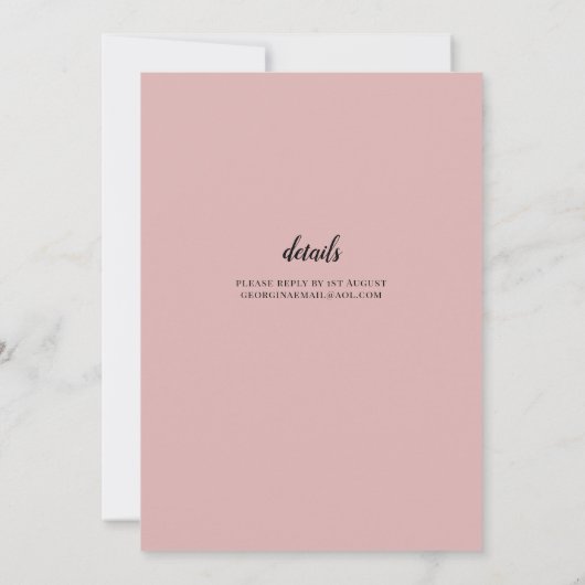 HAUSHALTSMITTEL Leichte Dusty-Rose Rosa einfarbige Einladung (Rückseite)