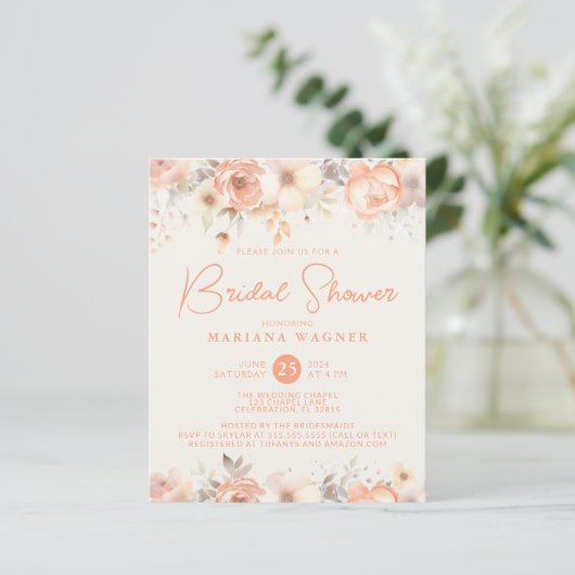 Haushaltsmittel Peach Beige Blume über Elfenbein-B (Stehend Vorderseite)