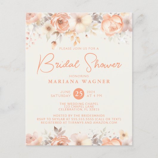 Haushaltsmittel Peach Beige Blume über Elfenbein-B (Vorderseite)