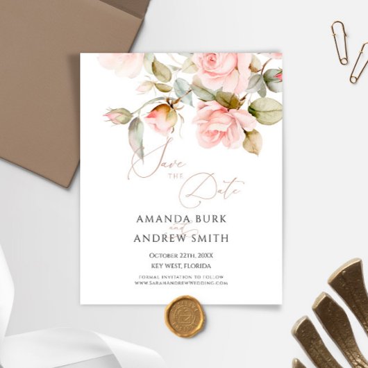 Haushaltsmittel Rosa und Grüne Save the Date Einla