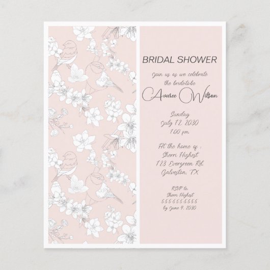 HAUSHALTSMITTEL - Rosa und weiße Vogeldusche Einla (Vorderseite)