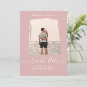 HAUSHALTSMITTEL Rose FOTO Save the Date Monochrome Einladung (Stehend Vorderseite)