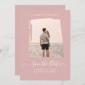 HAUSHALTSMITTEL Rose FOTO Save the Date Monochrome Einladung (Vorne/Hinten)