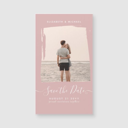 HAUSHALTSMITTEL Rose FOTO Save the Date Monochrome Magnetkarte (Vorderseite)