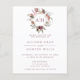 HAUSHALTSMITTEL Rose Monogram Wedding Einladung Flyer