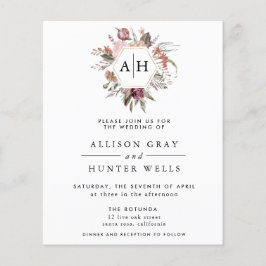 HAUSHALTSMITTEL Rose Monogram Wedding Einladung Flyer