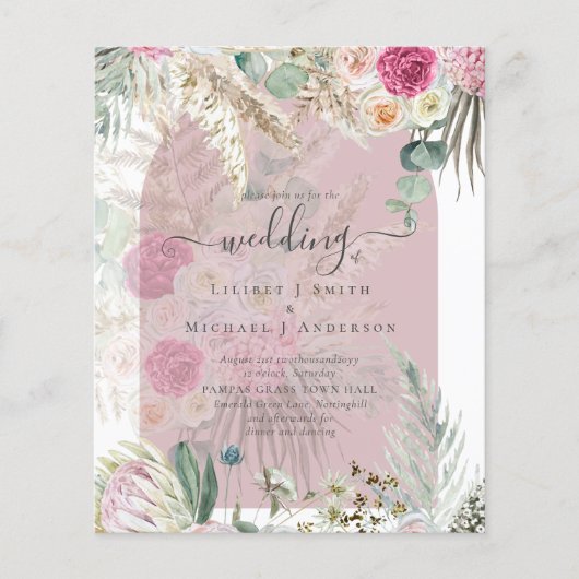 HAUSHALTSMITTEL Rose Pampas Grass Wedding Flyer (Vorne)