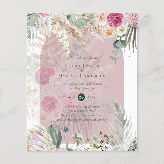 HAUSHALTSMITTEL Rose Pampas Grass Wedding Flyer (Vorne)