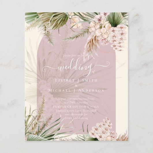 HAUSHALTSMITTEL Rose Peach Pampas Grass Wedding Flyer (Vorne)
