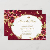 HAUSHALTSMITTEL Roter Gold Schmetterling Quinceane Mitteilungskarte (Vorne/Hinten)