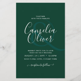 HAUSHALTSMITTEL Smaragdgrüne Monochrome Hochzeit Flyer