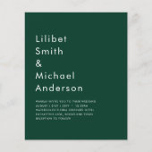 HAUSHALTSMITTEL Smaragdgrüne Monochrome Hochzeit Flyer (Vorne)