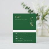 HAUSHALTSMITTEL Smarald Green Gold Wedding RSVP (Stehend Vorderseite)