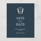 Haushaltsmonogramm Blau Save the Date Flyer (Vorne)