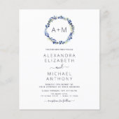 Haushaltsmonogramm Dusty Blue Floral Wreath Weddin Flyer (Vorne)